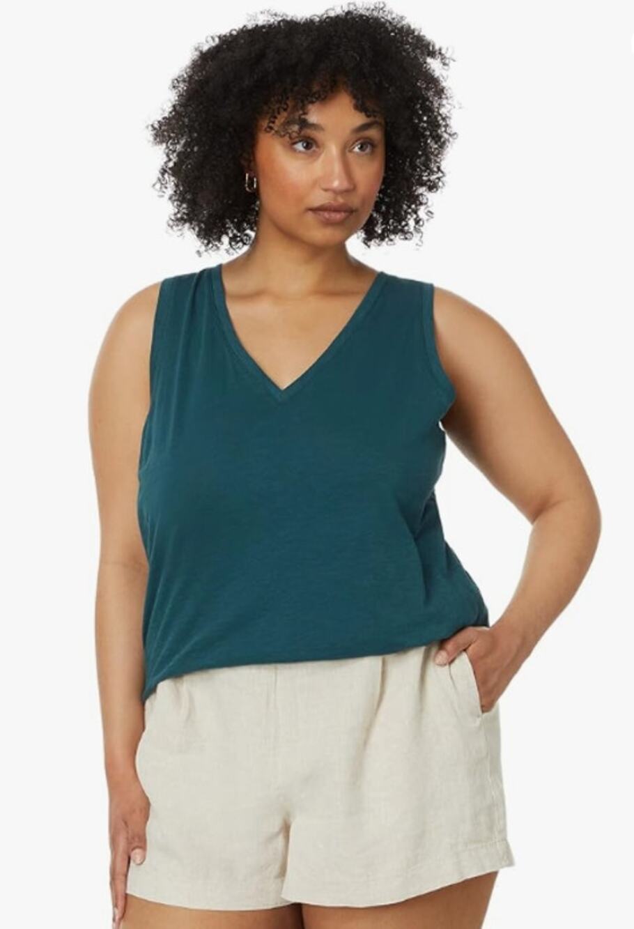 MADEWELL Women's Whisper Cotton V Neck Tank Top Small Mineral Blue NWT MD045